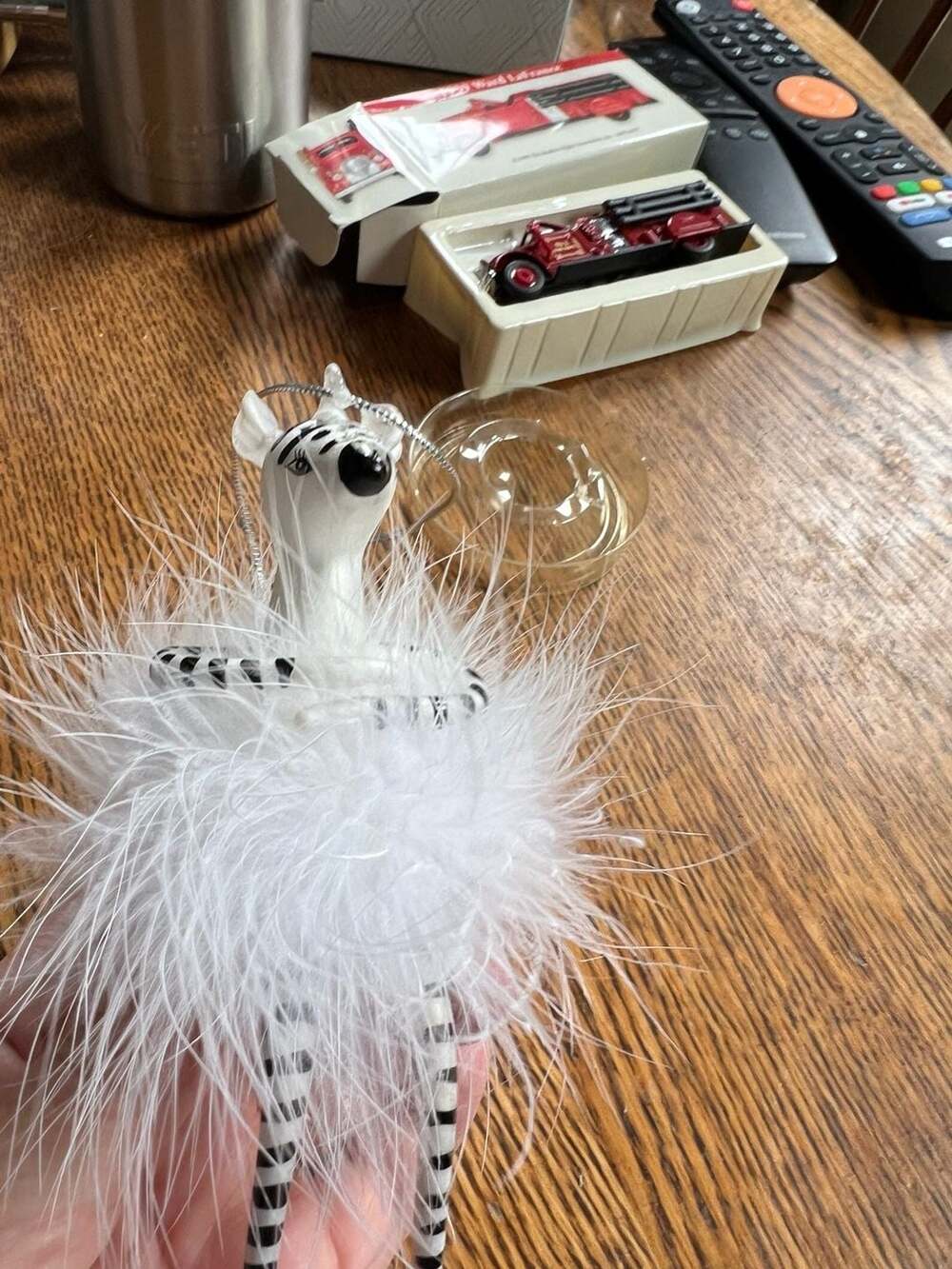 Soffieria De Carlini Hand Blown Glass Zebra Ballerina Christmas Ornament with Fe
